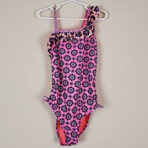 Breaking Waves Girls One Shoulder Swimsuit